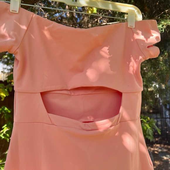 Susana Monaco solid off-shoulder dress PEACH midi back cutout bra-friendly S - Picture 11 of 16